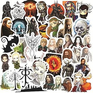 The Hobbit Stickers 50 Pcs Waterproof Classic Movie Stickers for Laptop Water Bottle Skateboard Luggage Computer Notebook Car Guitar Bike Motorcycle,Vinyl Trendy Decals for Teens Adult