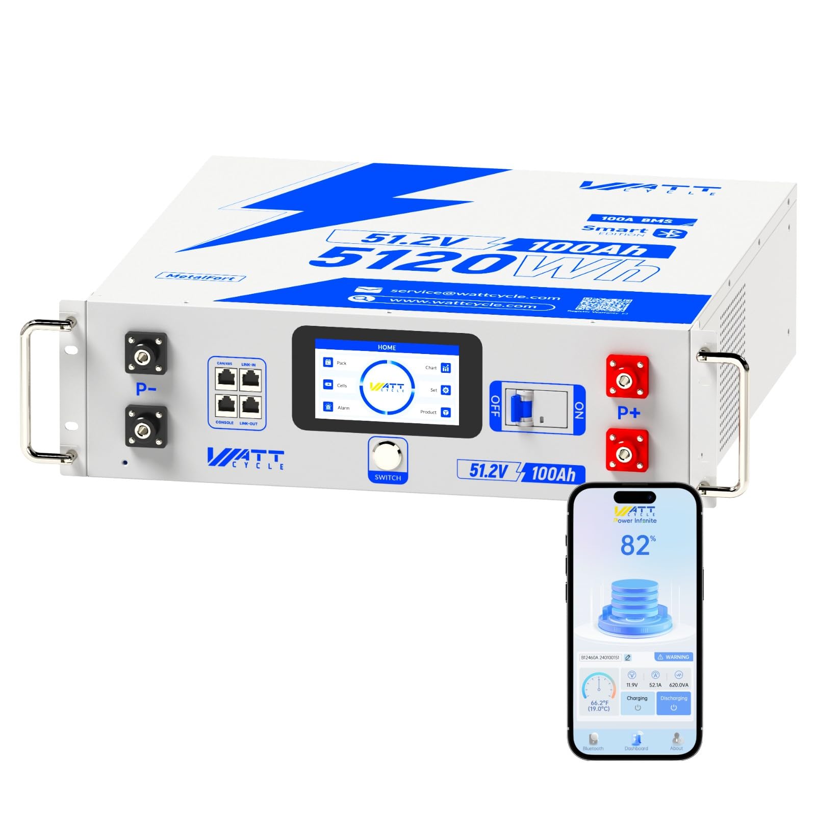 Amazon.co.jp: WattCycle 48V 100Ah リン酸鉄リチウムイオンバッテリー