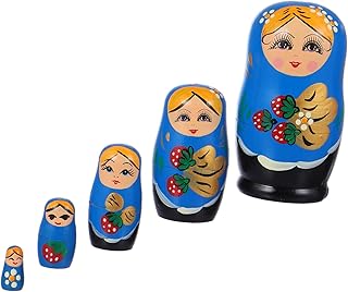 NUSITOU 1 Conjunto 5 Pçs Matryoshka Bonecas De Aninhamento De Natal Feitas À Mão Bonecas De Desejo Bonecas Russas - Kits De Artesanato Para Meninos Empilhamento De Madeira Conjunto