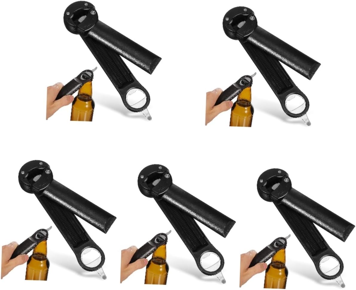 STOBAZA 5pcs Retractable Multi-function Bottle Opener and Jar Lid Gripper Tool for Seniors Non- Grooves User-friendly Design for Easy Opening of Jars and Bottles