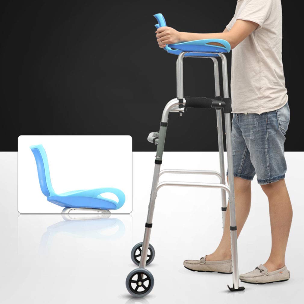 Deambulatore,Sedia da doccia con sedile imbottito,Carrello pieghevole per anziani con bracciolo staccabile - Rollator regolabile in altezza con 2 ruote |Deambulatore Ausilio per la mobilità per