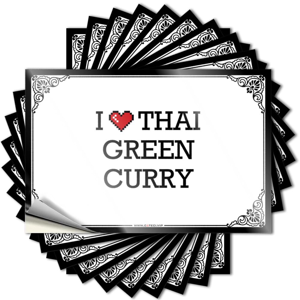 Farmhouse Front Porch Decor Quote Case | I Love Thai Green Curry Funky Teen Sticker Pack(12X18CM)