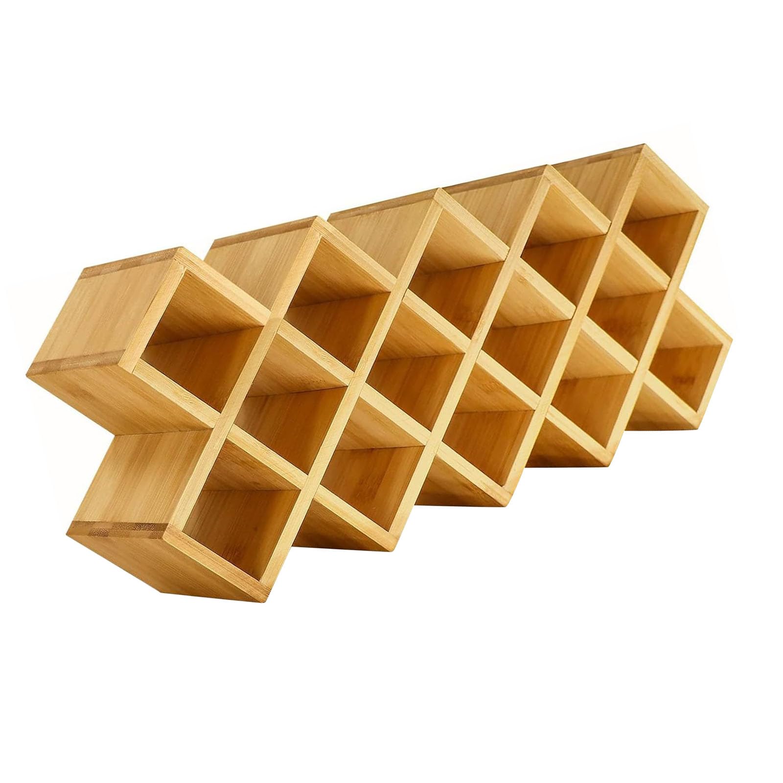 Avejjbaey Wood Seasoning Bottle Holder with Slanted Compartments Provides Easy Access for Counter Cabinet or Drawer Countertop Seasoning Holder