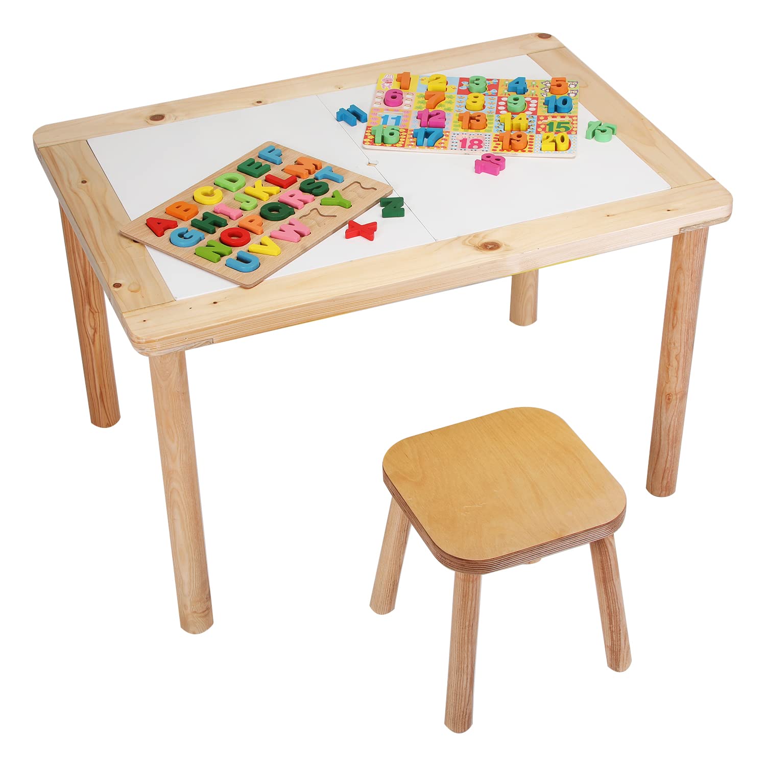 Kiddery Sensory Table | Montessori Inspired Activity Table With Lids and Bins | Sand and Water Play | Birchwood Construction | Child Safe Non-Toxic Paints | Made in India