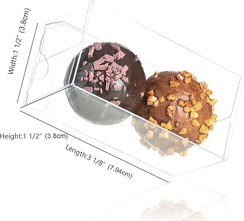 Miniatura 3 de SLShePack Paquete de 100 cajas de chocolate transparentes de 3 18 pulgadas x 1 x 1 pulgadas para 2 trufas, cajas de regalo de boda, cajas de regalo