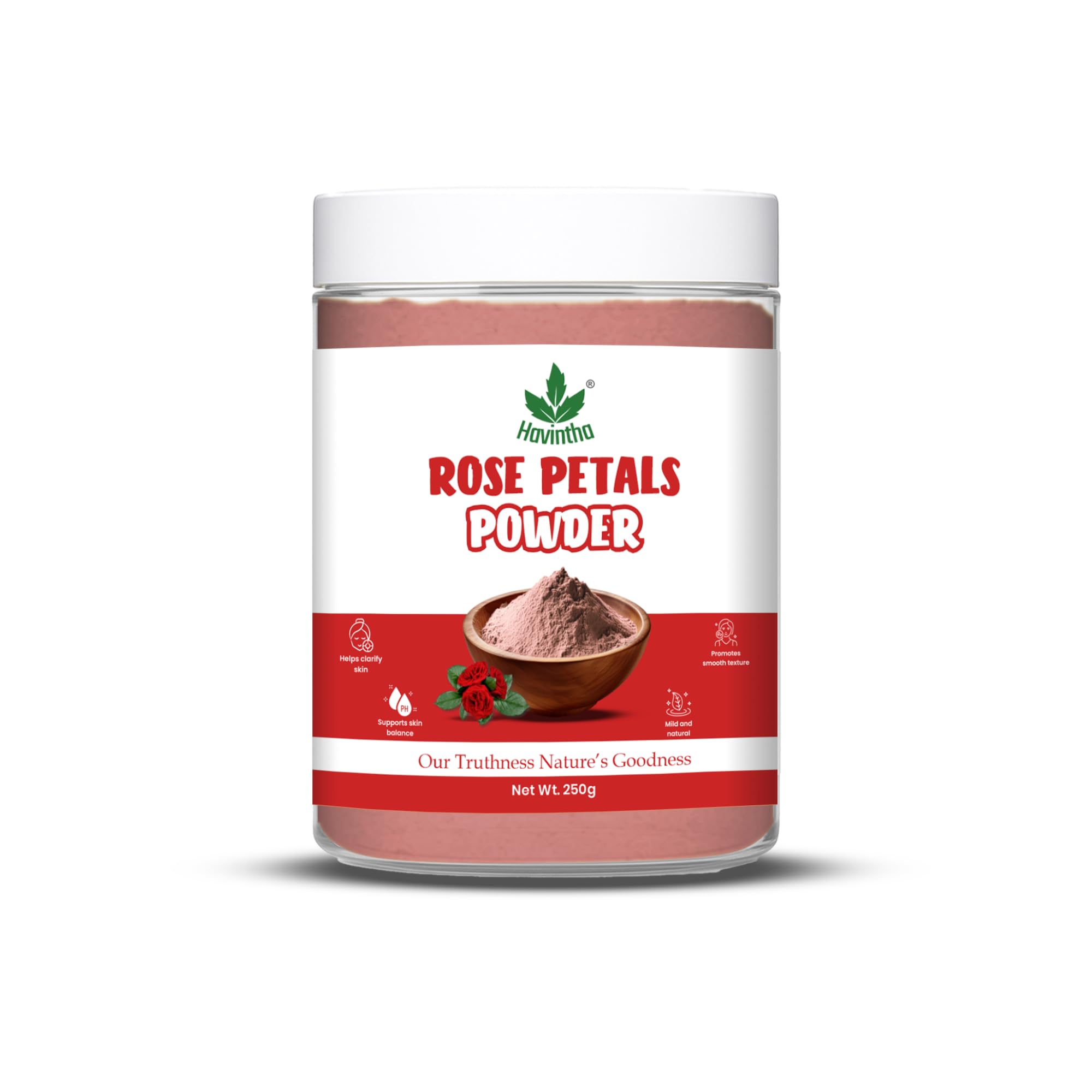 Havintha Rose Petals Powder For Natural Face Packs & Facial Mask Formulations | 100% Pure | Fairness Hyper Pigmentation Dark Spots & Circles - 250 grams