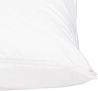 Vista 4 de Yaxa Basics Funda de almohada estándar con cremallera, 100% algodón hipoalergénico, protector de almohada, blanco (27 x 21 pulgadas), almohadas