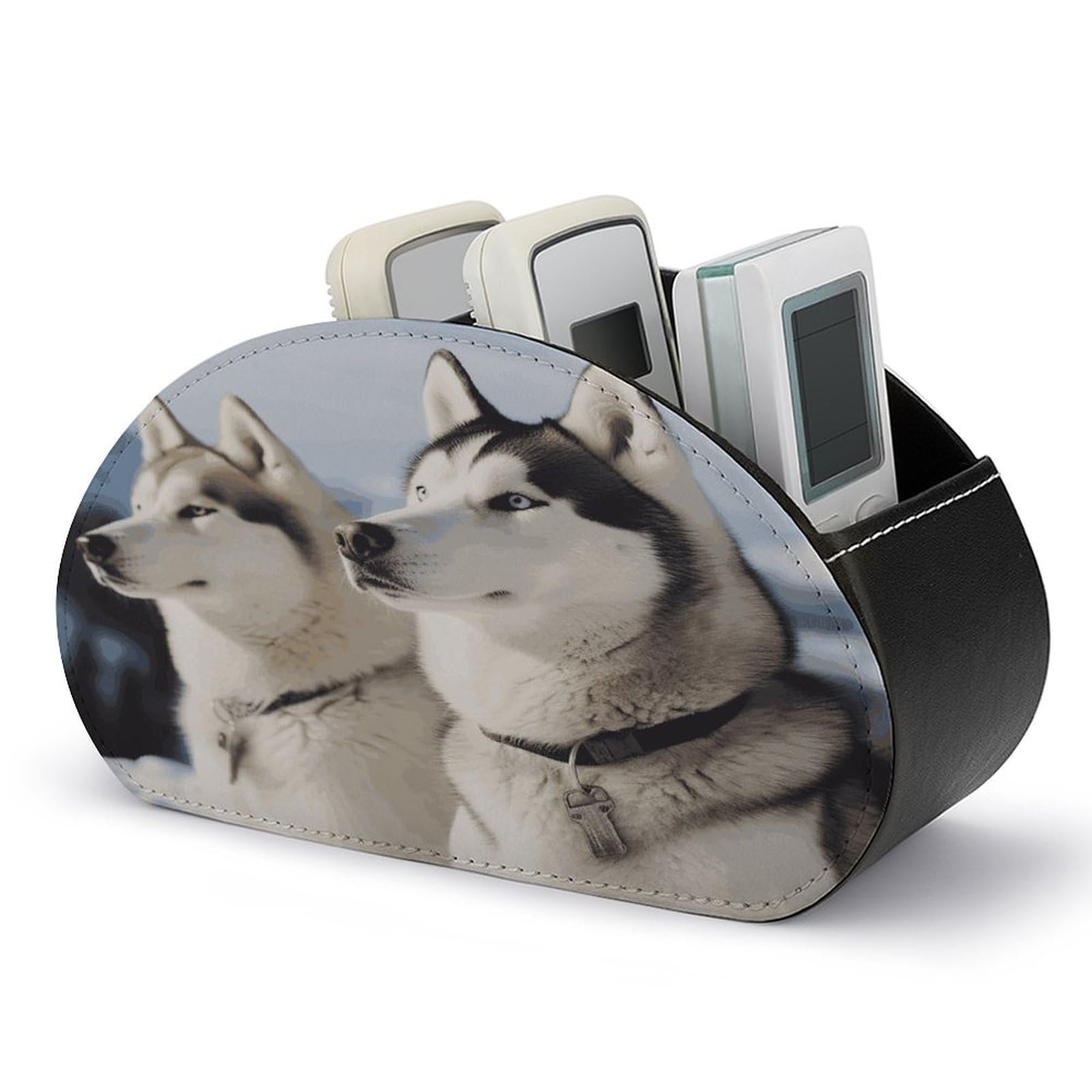 Btcowzrv Style Husky Dogs Remote Control Holder With 5 Compartments