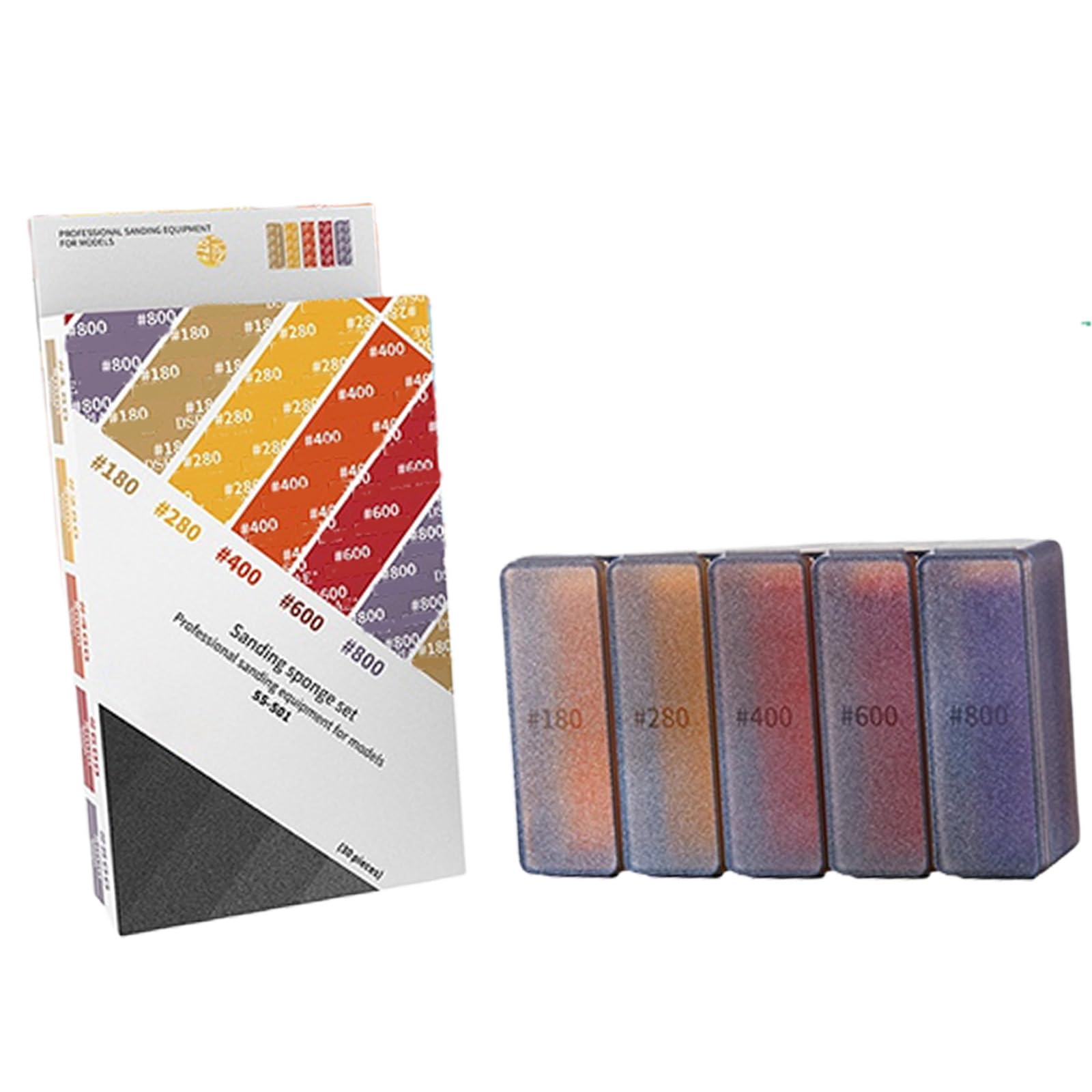 1Set Flexible Memory Sponge Sanding Sponge Sheets with 10 Grits from 180 to 2500 for Model Making and Front Polishing Model Making Sandpaper