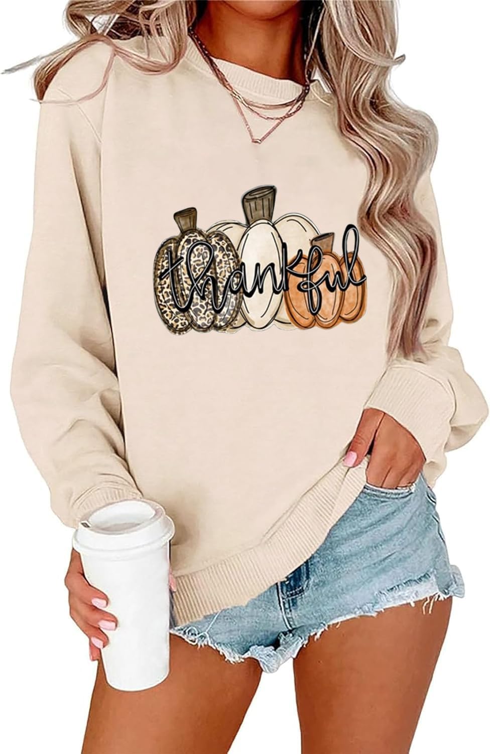 Ykomow Pumpkin SweatShirt for Women Thanksgiving Graphic Tees Fall Halloween Sweater