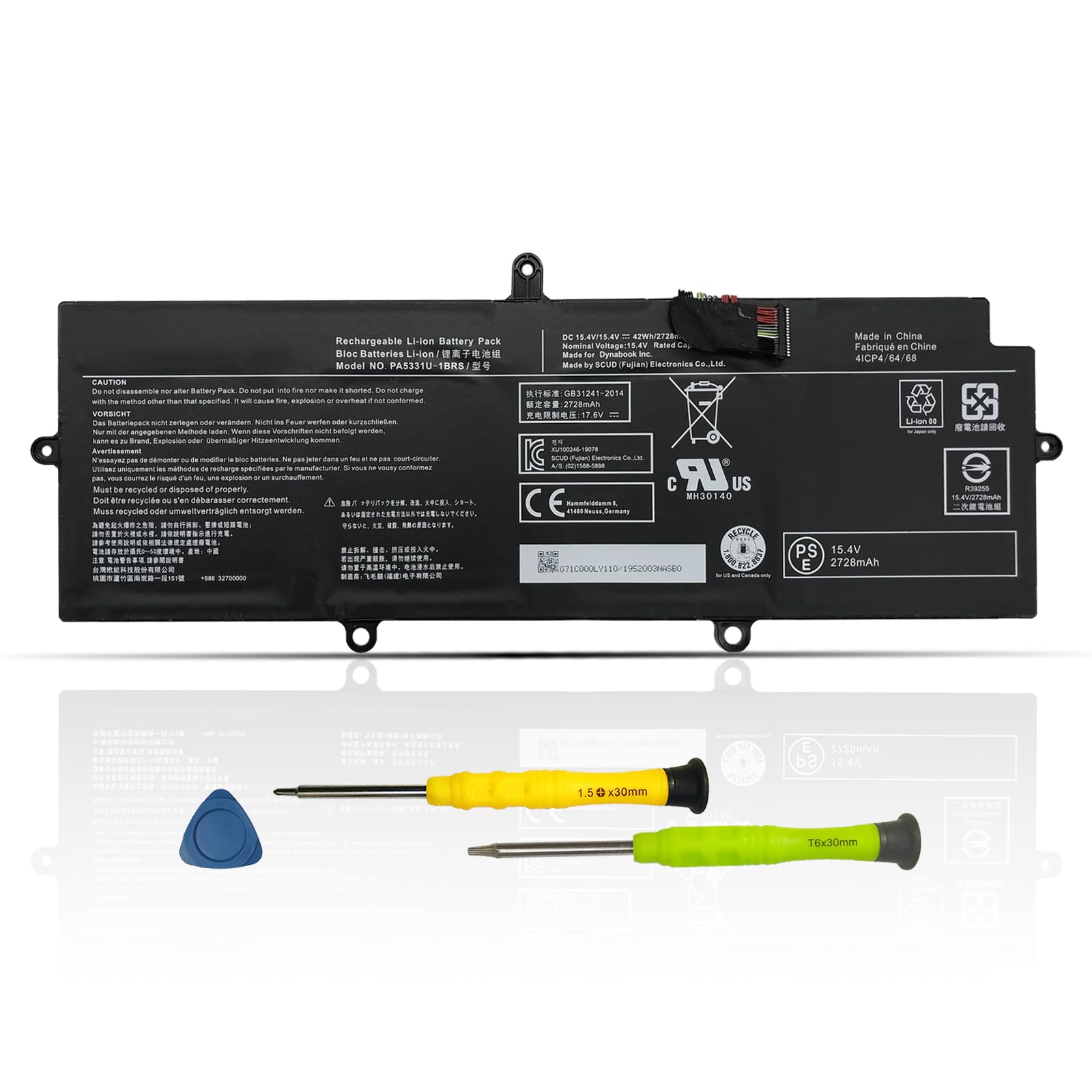 ASODI15.4V PA5331U-1BRS Laptop Battery Compatible with Toshiba Dynabook Portege A30-E X30L-G R30-A R30-E/Dynabook Portege Terca A30-G A40-E A40-G Series PA5331U