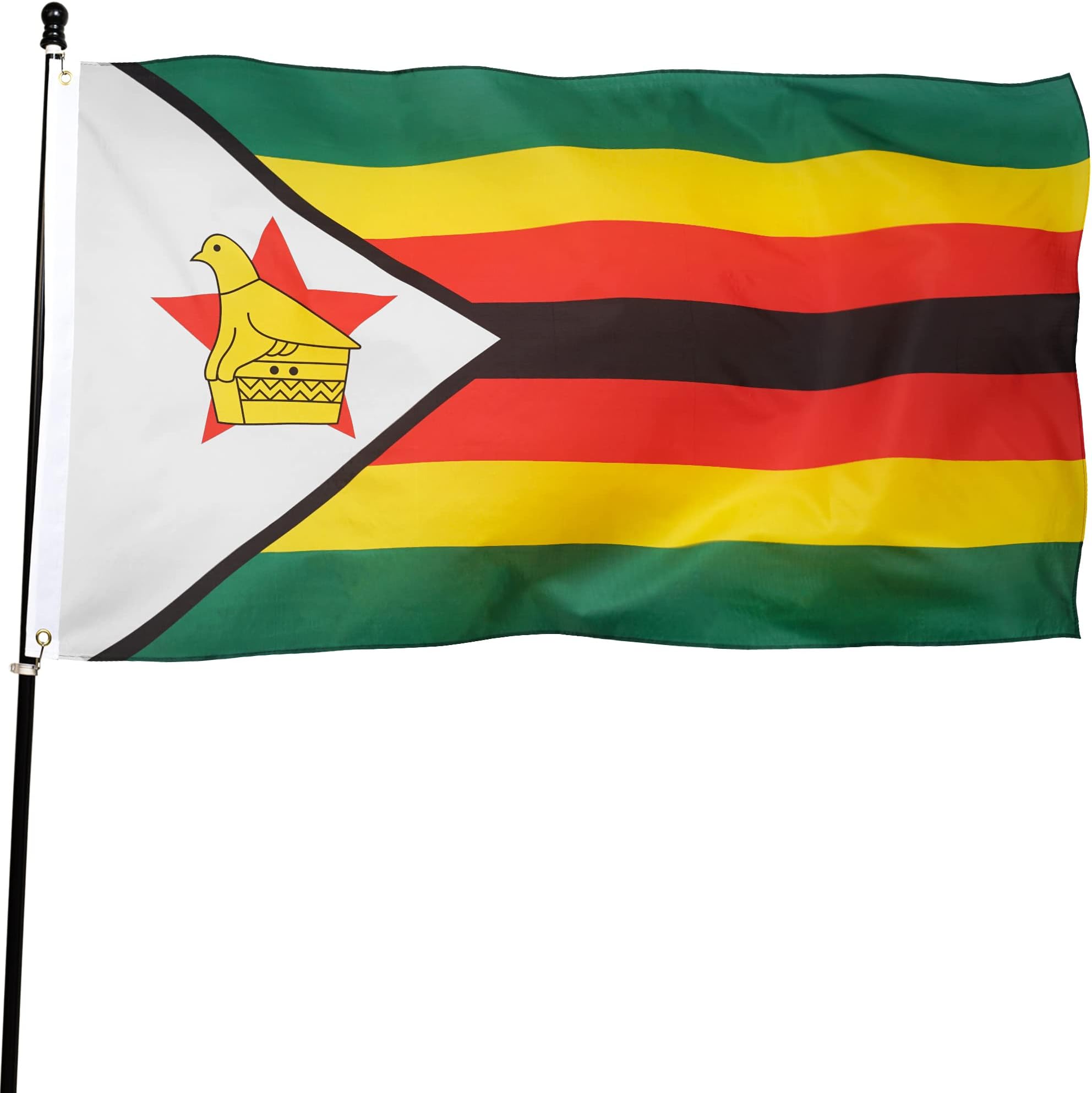 DANF FLAG Zimbabwe 3x5 Ft Thick Polyester, Fade Resistant, Brass Grommets, Canvas Header Zimbabwean National s with 3 X 5 Feet
