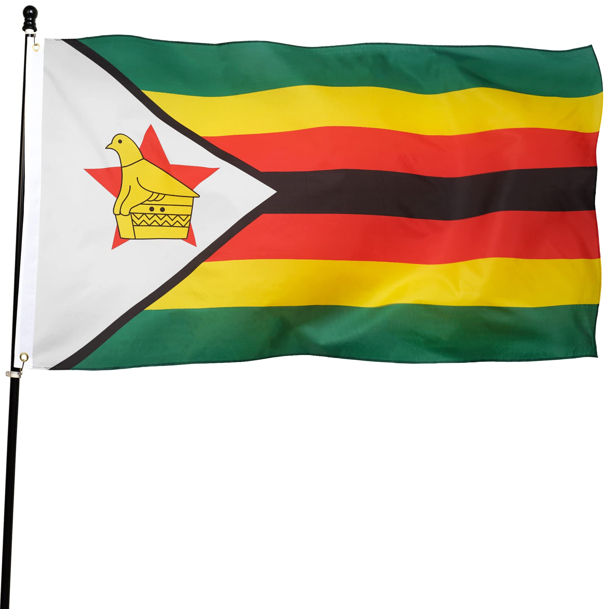 DANF Zimbabwe Flag 3x5 Ft Thick Polyester, Fade Resistant, Brass Grommets, Canvas Header Zimbabwean National Flags with 3 X 5 Feet