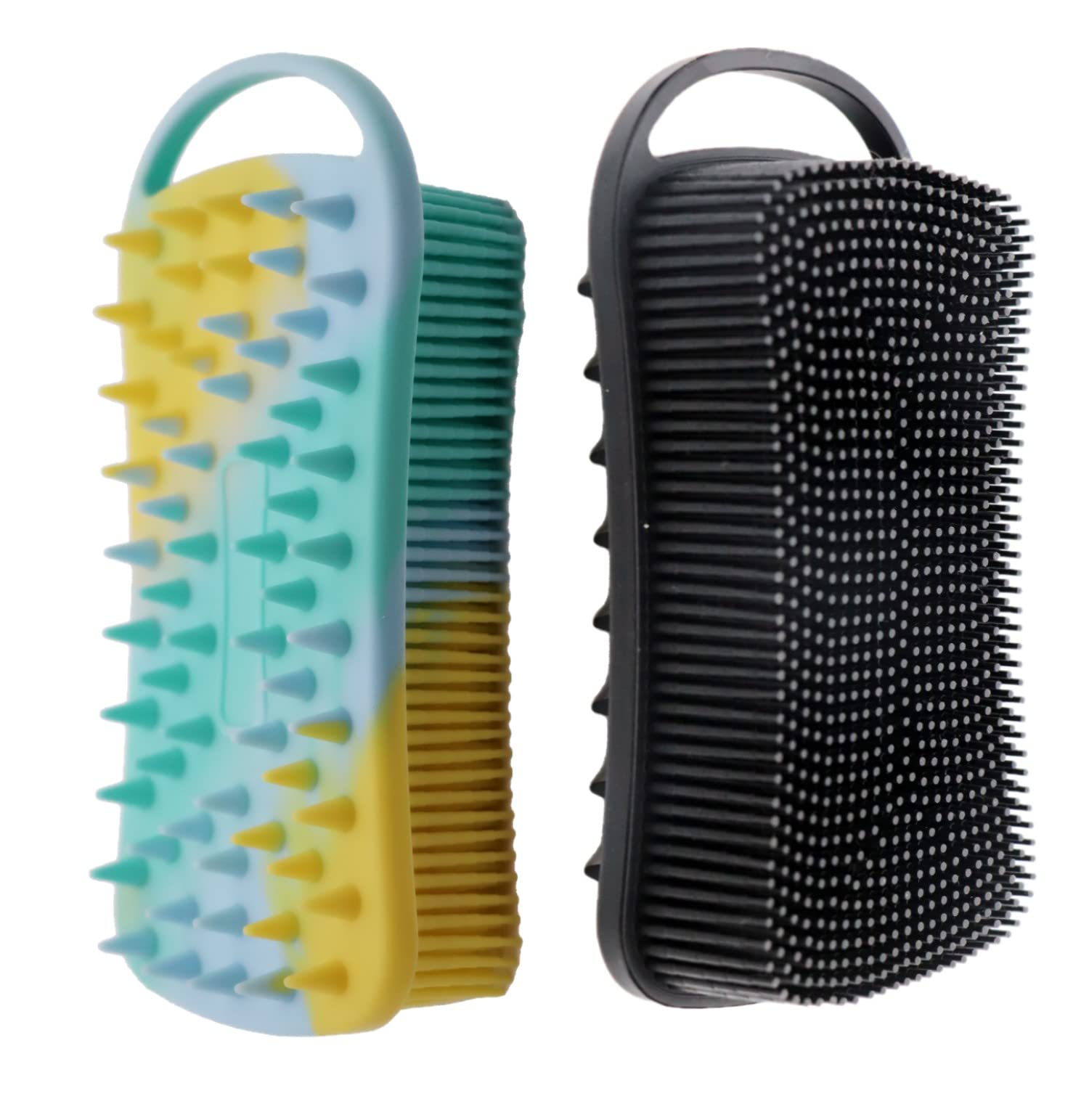 Cinlitek 2Pack Dual Sided Silicone Body Scrubber for Exfoliating, Shower&Scalp Massage, 2 in 1 Bath&Shampoo Brush,Soft Body Exfoliator Silicone Loofah