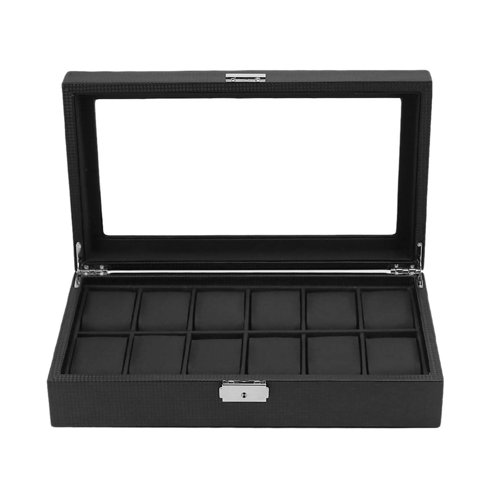 Organiseur de Montres Boîte de Rangement de Montre à 12 grilles, présentoir de Rangement de Montre avec Couvercle en Verre, vitrine de Montre-Bracelet Écrin de Montres