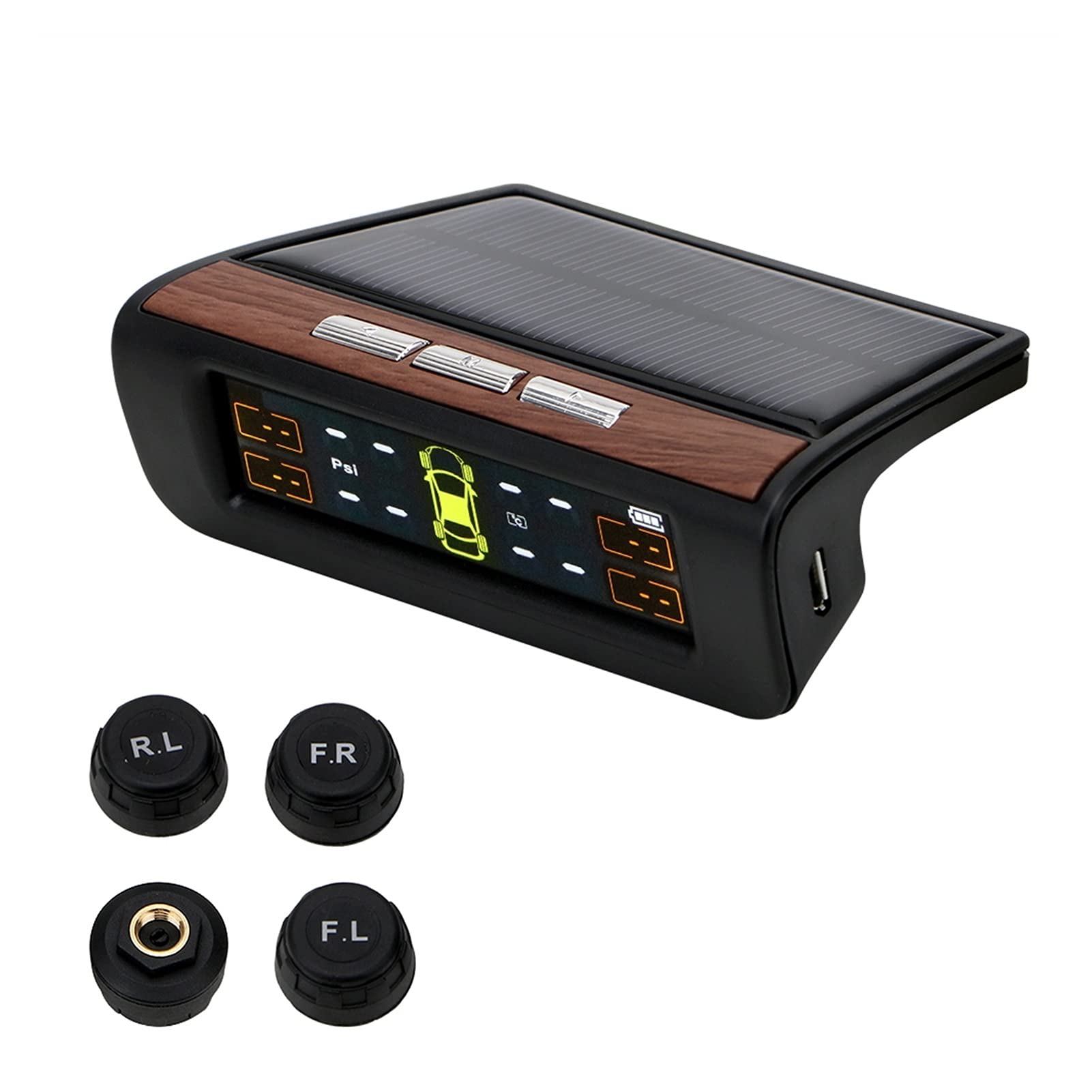 Herramientas de Control de presión de los neumáticos Coche TPMS Sistema de monitoreo de presión de neumáticos Sistemas de Alarma automática Monitor Digital LCD Mostrar energía Solar