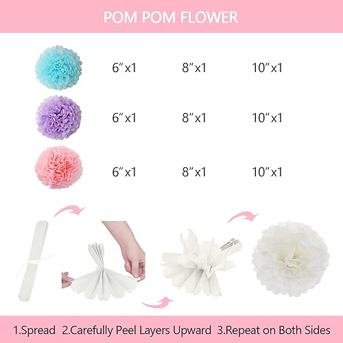 Miniatura 5 de Decoraciones de cumpleaños de macarrón, juego de 20 piezas con pancarta de feliz cumpleaños preencordada, papel de seda, guirnalda, remolinos,