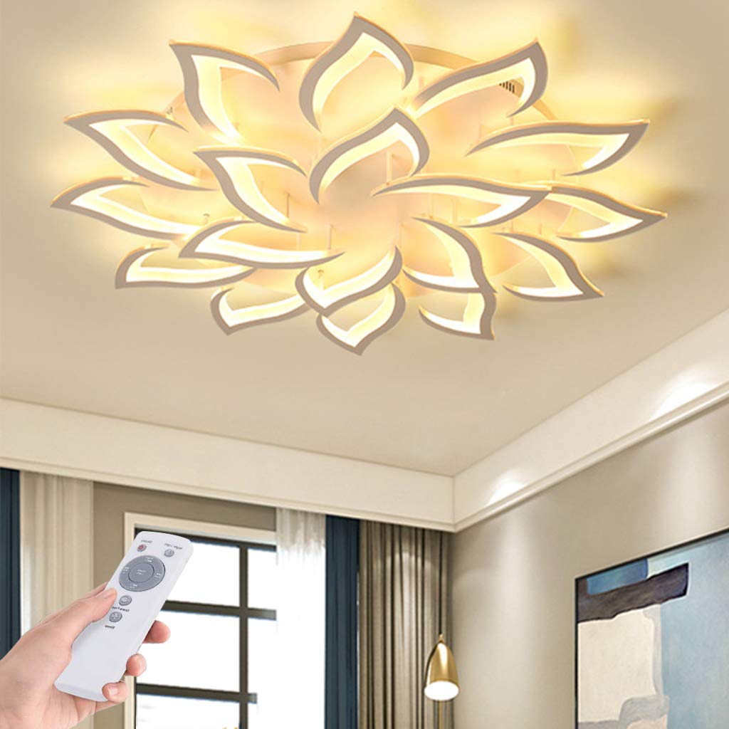 Plafoniera LED Soffitto 47W, Dimmerabile Lampada Da Soffitto Moderna 3000-6500K, Lampadario LED Soffitto Con Telecomando 6 Petalo 4465 Lumen Per Salot 86809081