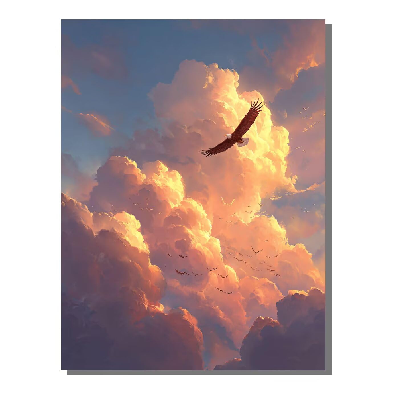 Landschaft Adler Malen Nach Zahlen Erwachsene, Paint by Numbers Adult Anfänger Kreativ Set für, Heimwerk Malen Nach Zahlen Kinder, Pinsel und 36 Acrylfarbe Als, für Deko Wohnzimmer 60 x 80 cm BJHWK77