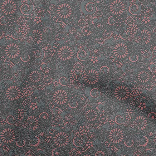 oneOone Cotton Poplin Blue2 Fabric Kalamkari Sewing Material Print Fabric By The Yard 42 Inch Wide