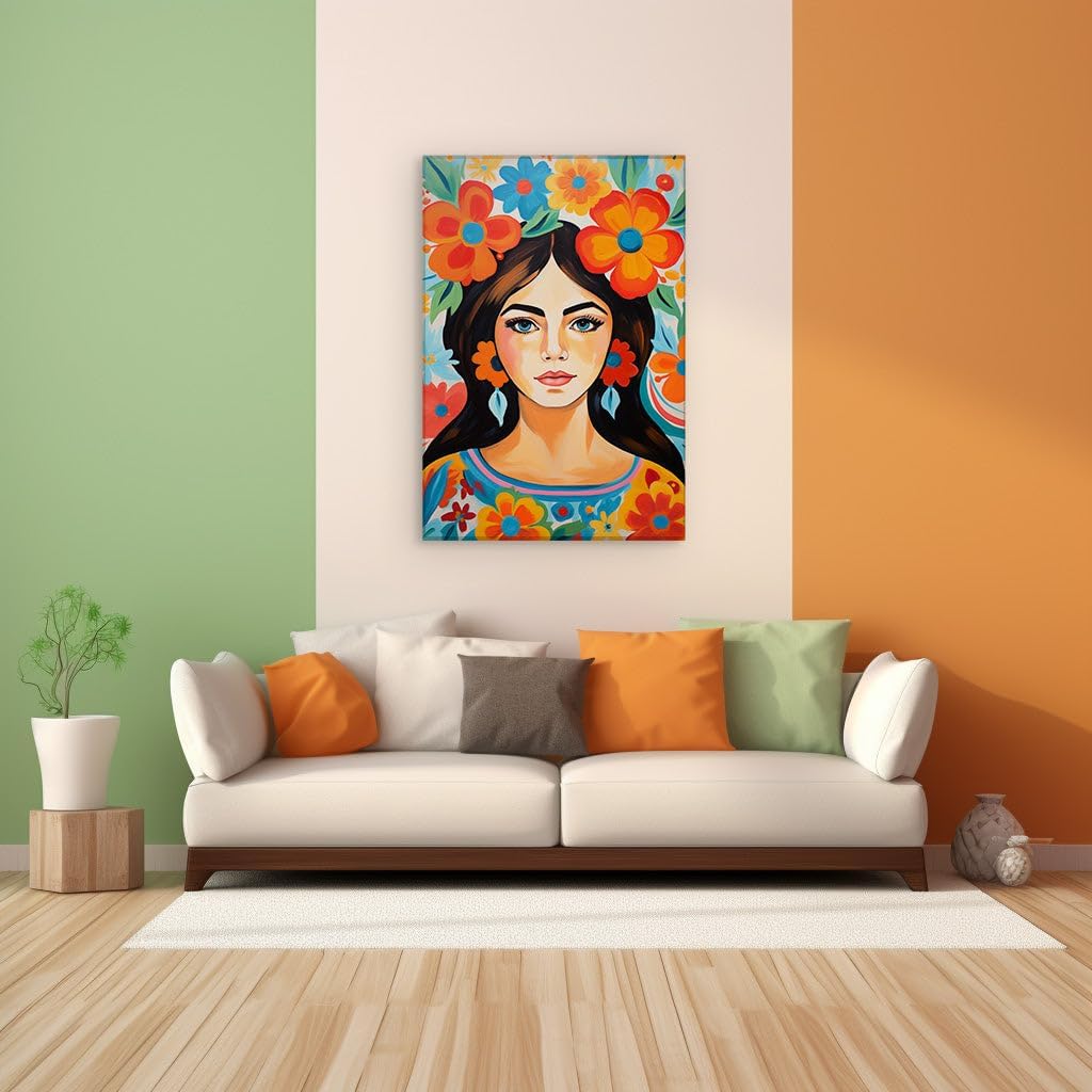 Canvas for Living room. Enigmatic Beauty in Bloom: A Vivid Portrait of Color and Contrast, 27 x 18 inch Canvas Wall Art - Contemporary Masterpieces - Modern Home Decor - 69x46 cm (27x18 inch)