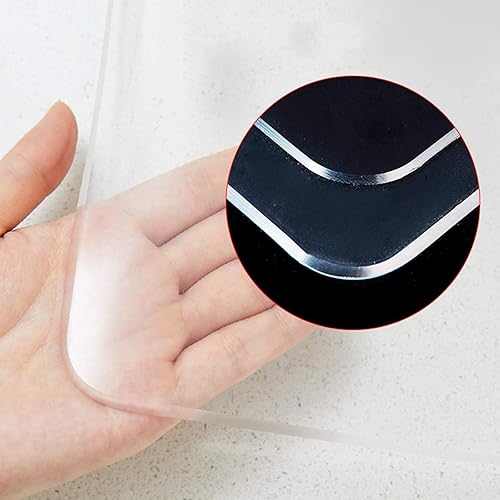 Protector de mesa transparente de plástico PVC sin olor, 0.059 in de grosor, borde biselado de 60, impermeable, para encimeras (47 x 98 pulgadas)