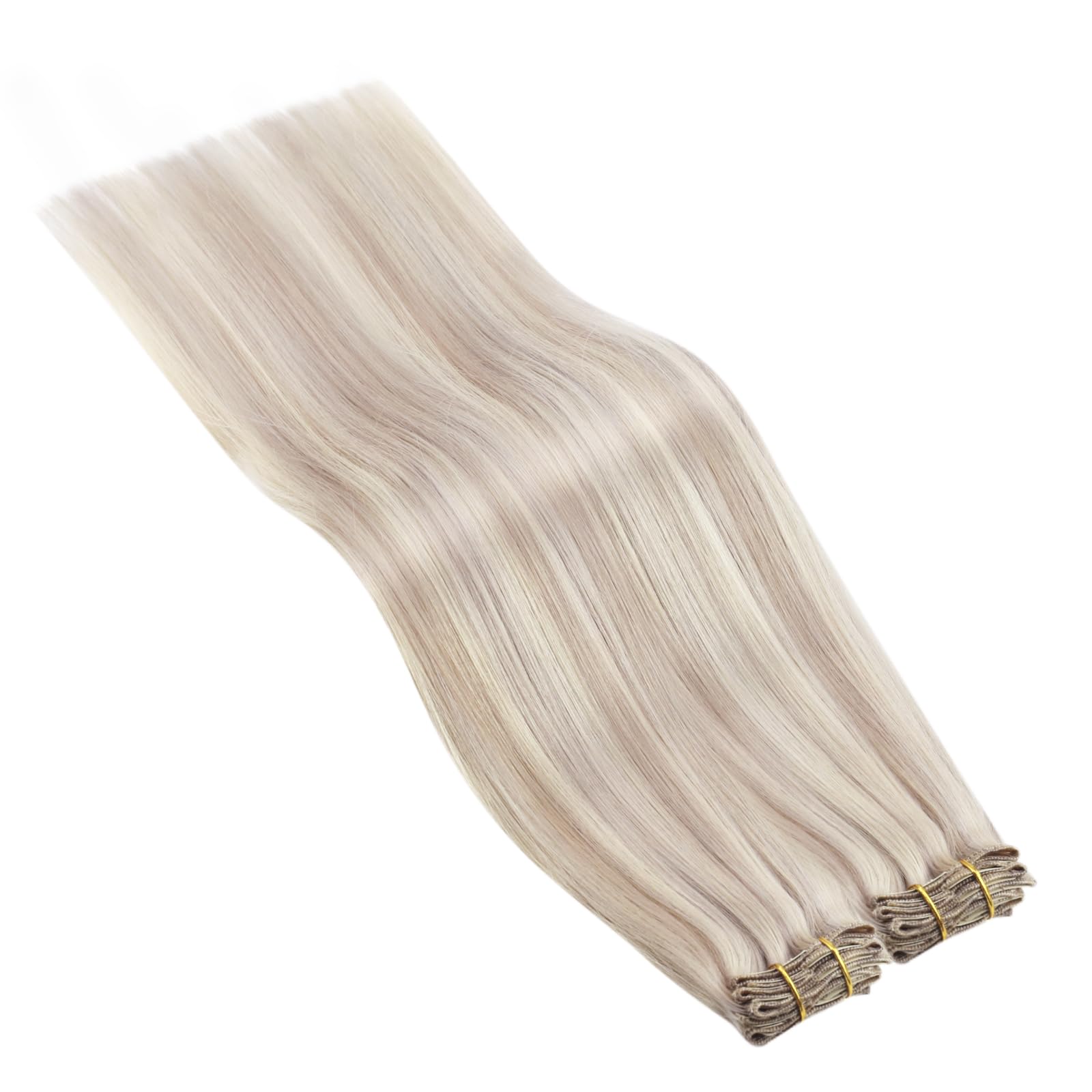Ugeat Przedłużanie Włosów Clip in, Włosy Ludzkie, Pasemka Popielaty Blond, 50 cm 7 sztuk 120g, Włosy Clip in Extensions Popielaty Blond, Remy Naturalne Proste