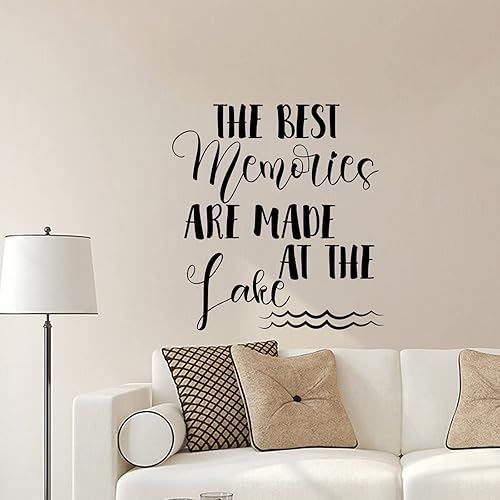Miniatura 3 de Calcomanías de pared con texto en inglés "The Best Memories are Made at The Lake", vinilo motivacional con palabras positivas, calcomanías de pared,