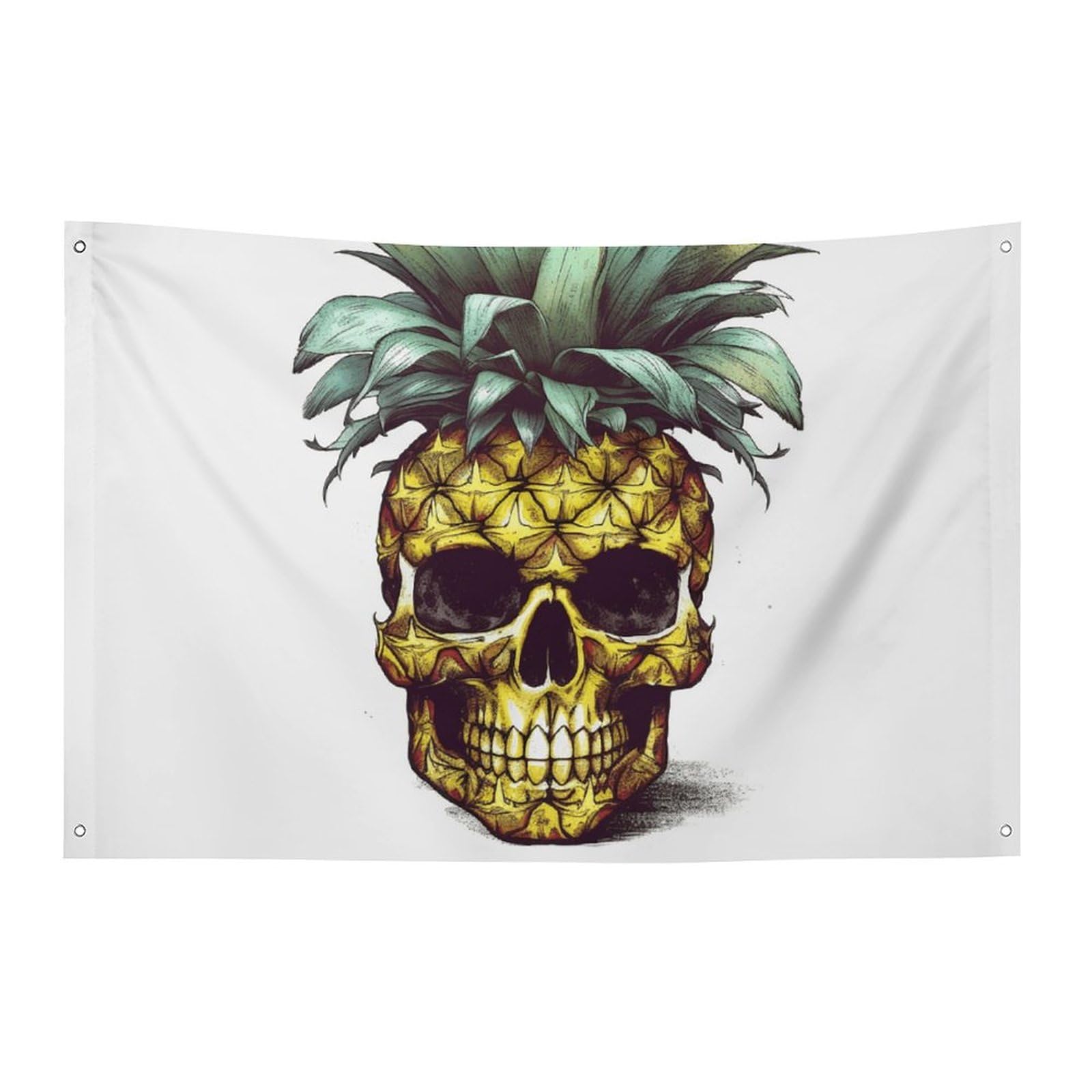 Bannière crâne ananas en polyester durable résistante aux intempéries