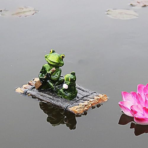 Miniatura 4 de Saycker Estatua flotante de agua con rana, estatua artesanal para el hogar, patio, jardín, estanque, decoración de estanques, accesorios de fotos,