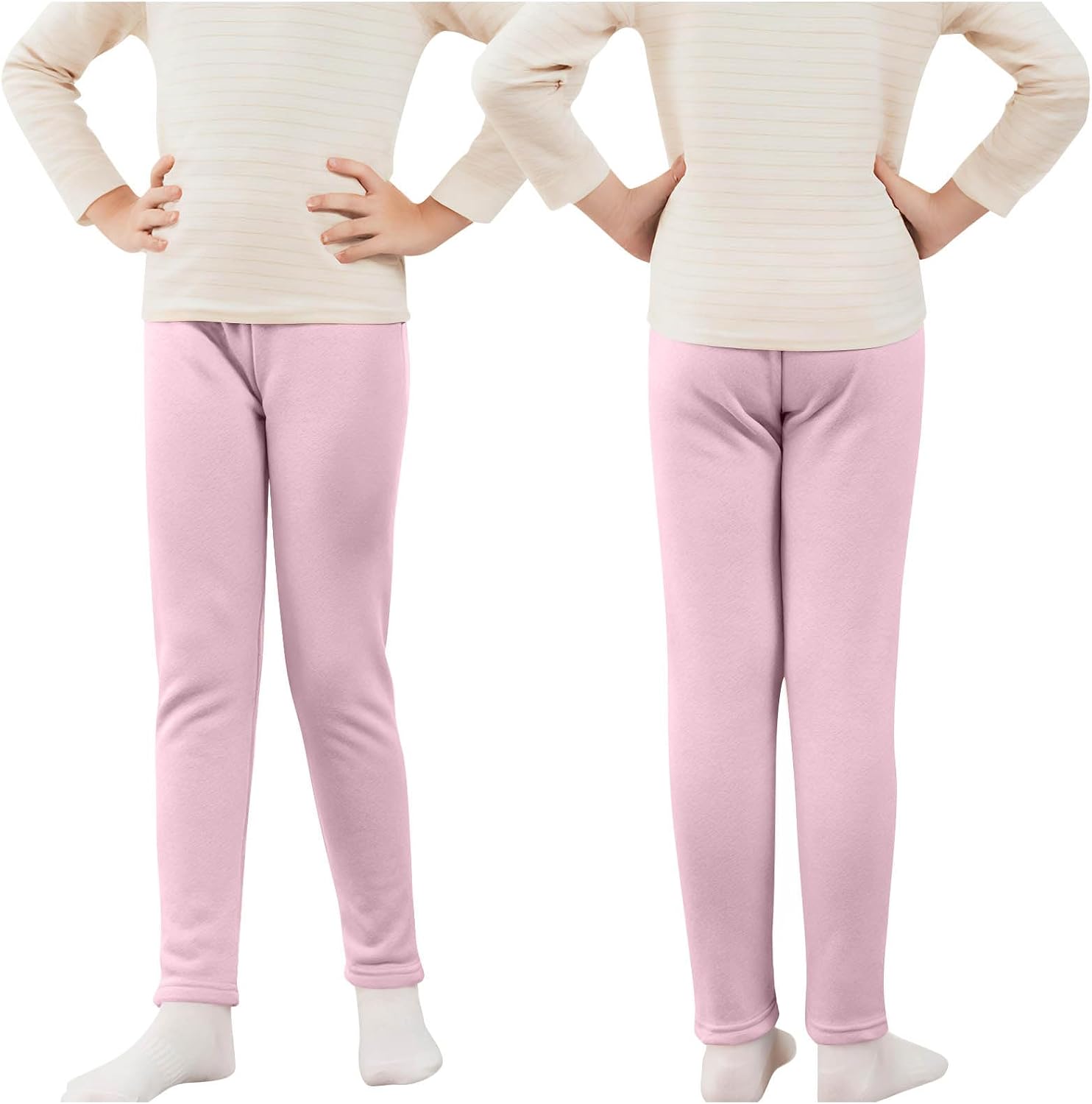 Girls Fleece Lined Leggings Size 3-13 Kids Winter Thermal Warm Elastic Waist Tights Slim Athletic Running Yoga Pants