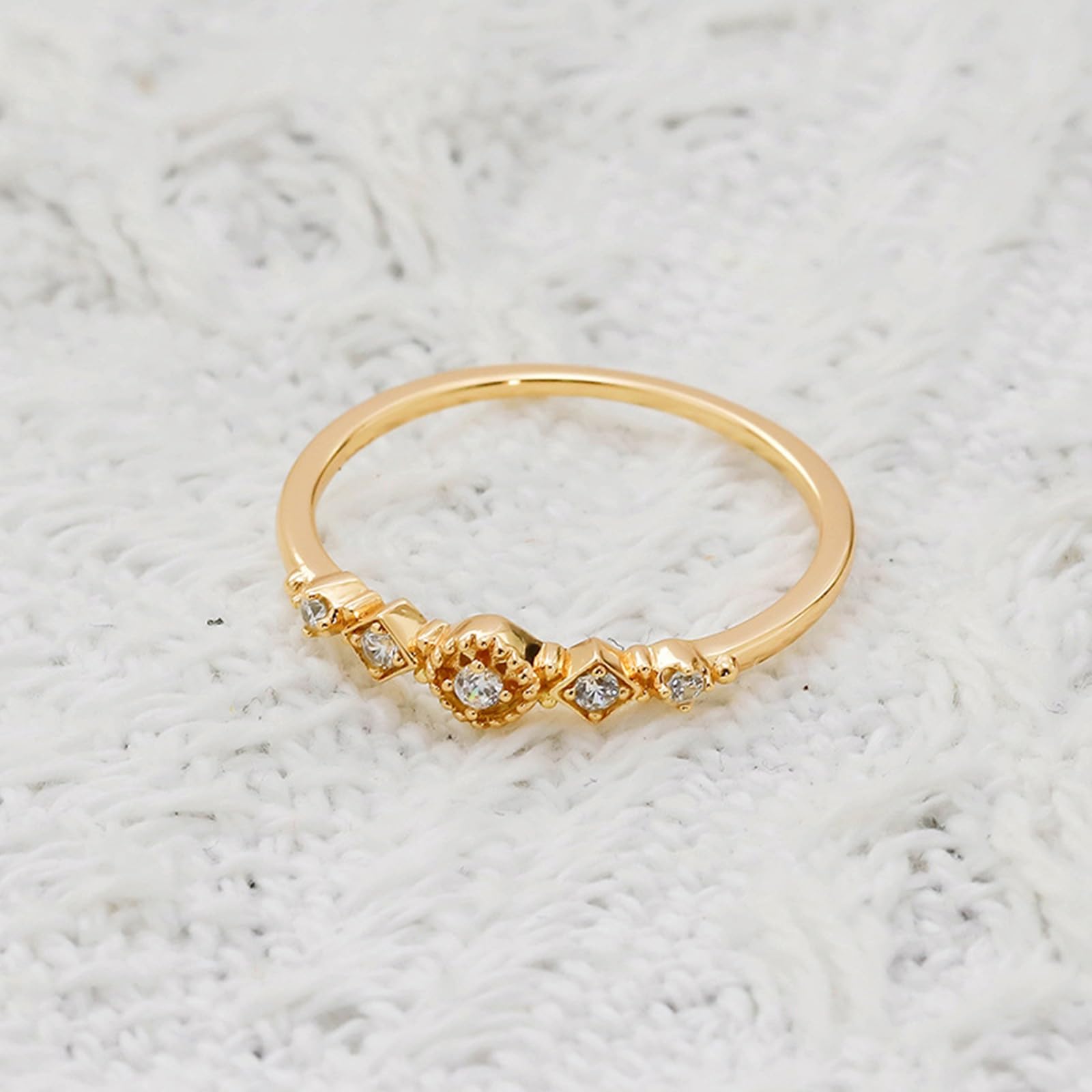 Anello Donna Anniversario Matrimonio, Anello di Fidanzamento Comfort Fit Vintage con Moissanite Rotonda in Oro giallo