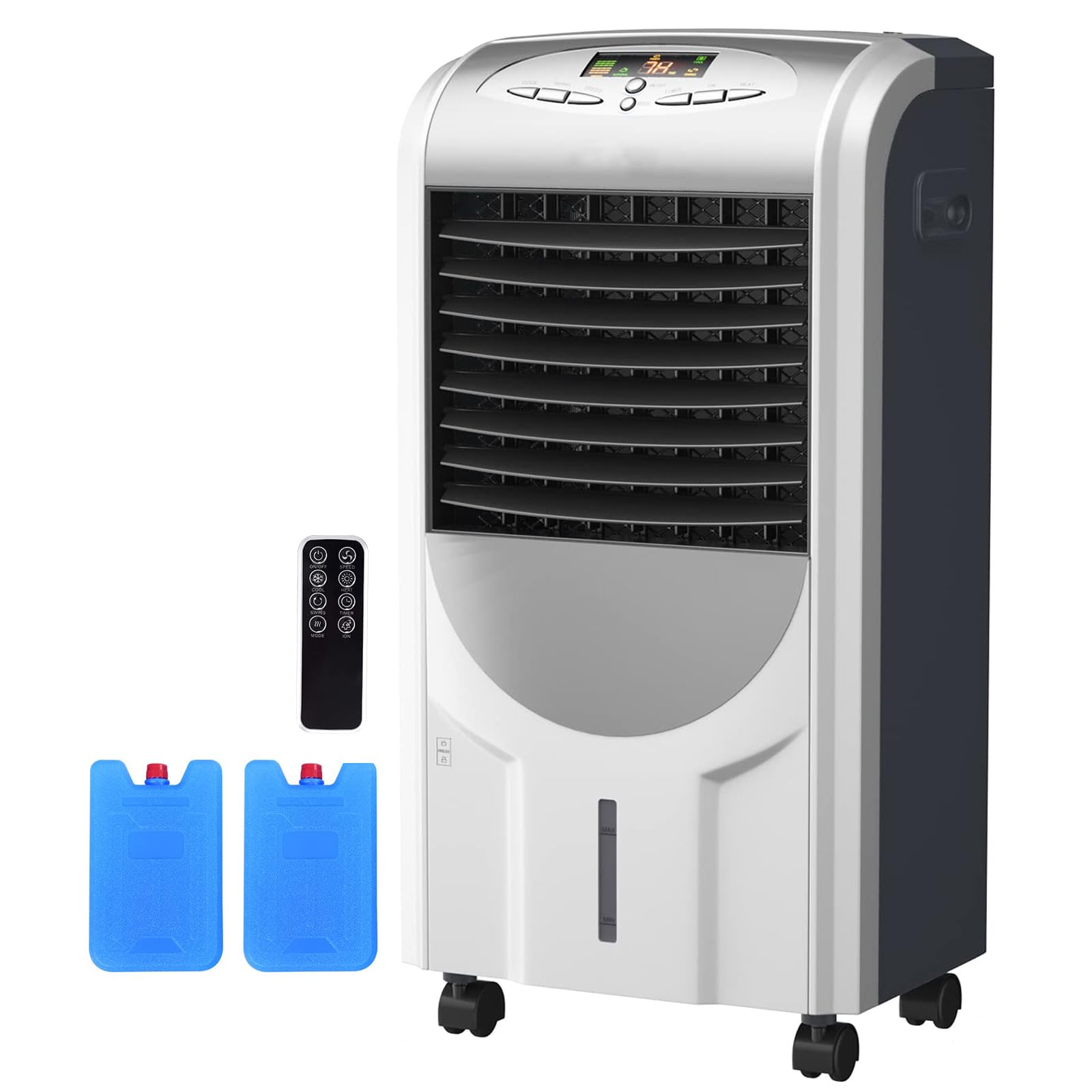 RELAX4LIFE 5 en 1 Rafraîchisseur d'Air Mobile Silencieux | Froid/Chauffage/Vent/Déshumi/Purification | Climatiseur Mobile sans Évacuation | Réservoir 7L | Oscillation | 3 Vitesses | Mini Clim Portable