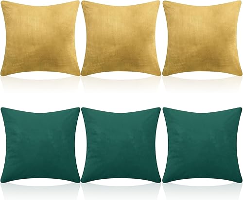 Miniatura 15 de Paquete de 6 fundas decorativas de almohada de terciopelo sólido cuadradas suaves, juego de fundas de almohada, fundas de cojín para sofá, sillón,