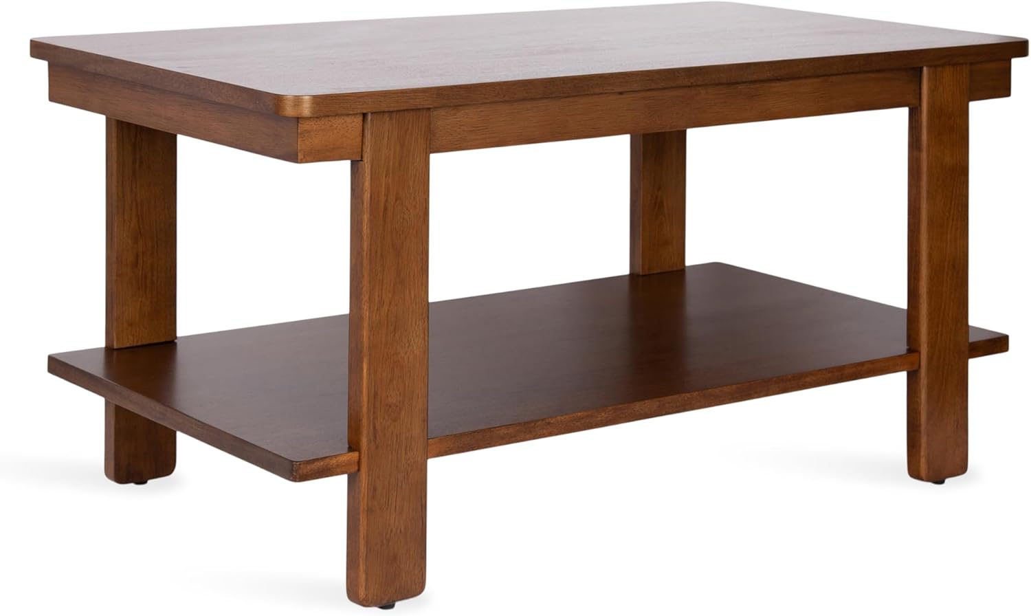 Kate and Laurel Foxford Modern Tiered Rectangle Coffee Table, 36 x 20 x 19, Walnut Brown, Transitional Rectangular Two-Tier Living Room Table with Storage Shelf and Resilient Wood Construction