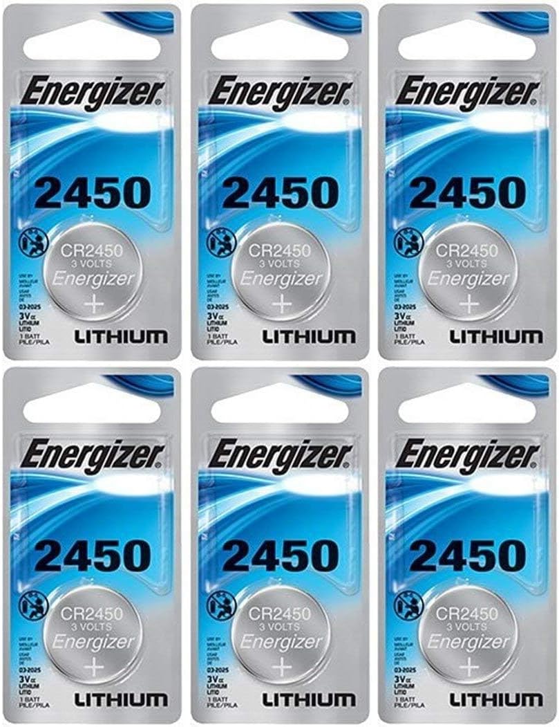 CR2450 Lithium Battery, 3v ECR2450, Qty 6