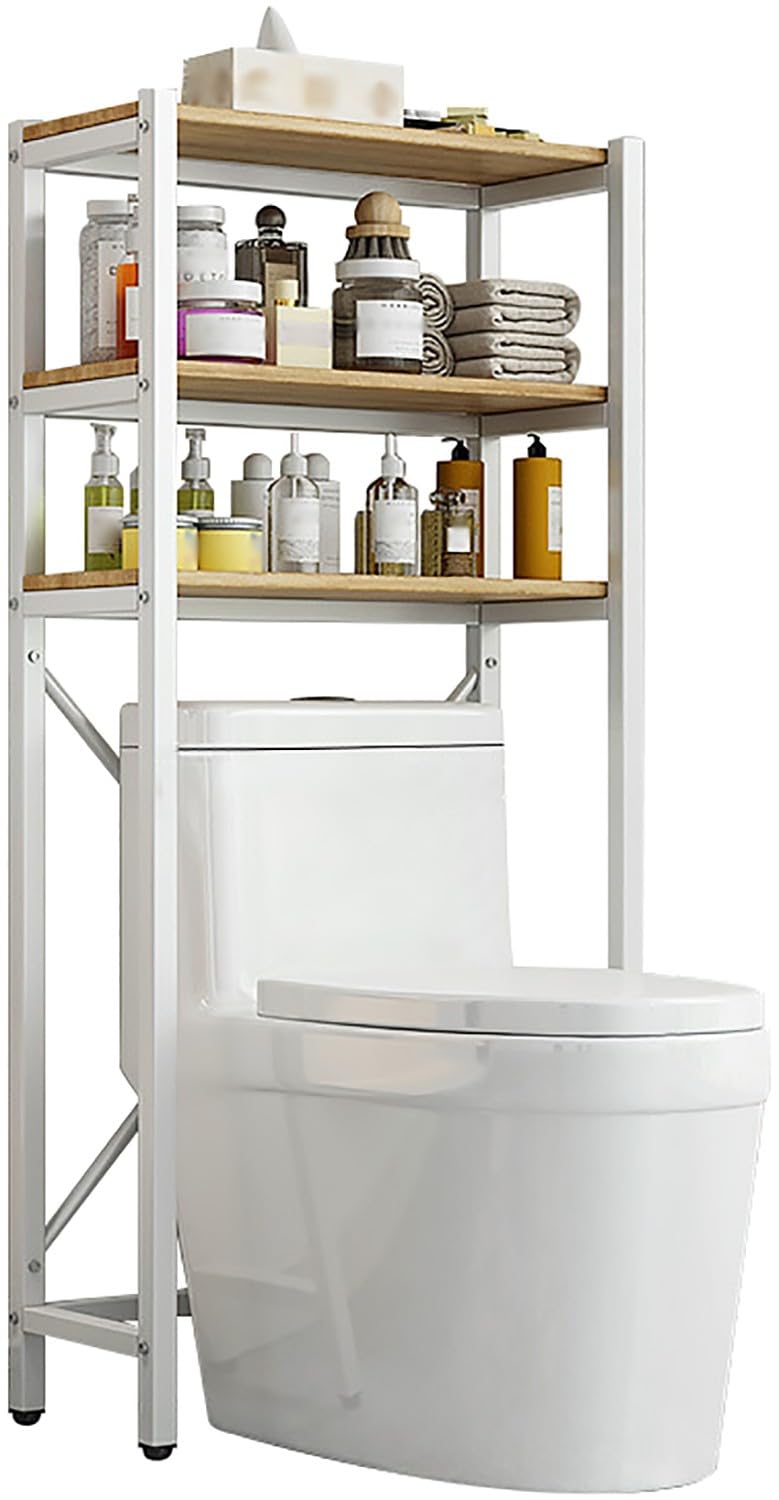 3-Tier Washing Machine Storage Rack Space-Saving Bathroom Storage Rack Above The Toilet, Multi-Functional,Bearing Strong, Storage Rack with Adjustable Non-Slip Feet White-C-3 Layer