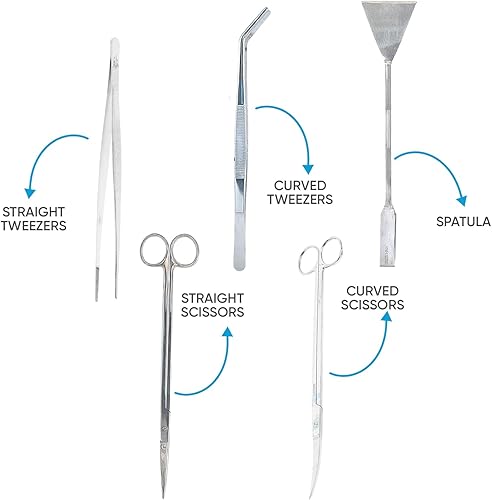 Miniatura 4 de 5 en 1 acuario Aquascaping Kit de acero inoxidable acuario tanque de peces acuático herramientas herramientas pinzas tijeras espátula conjunto