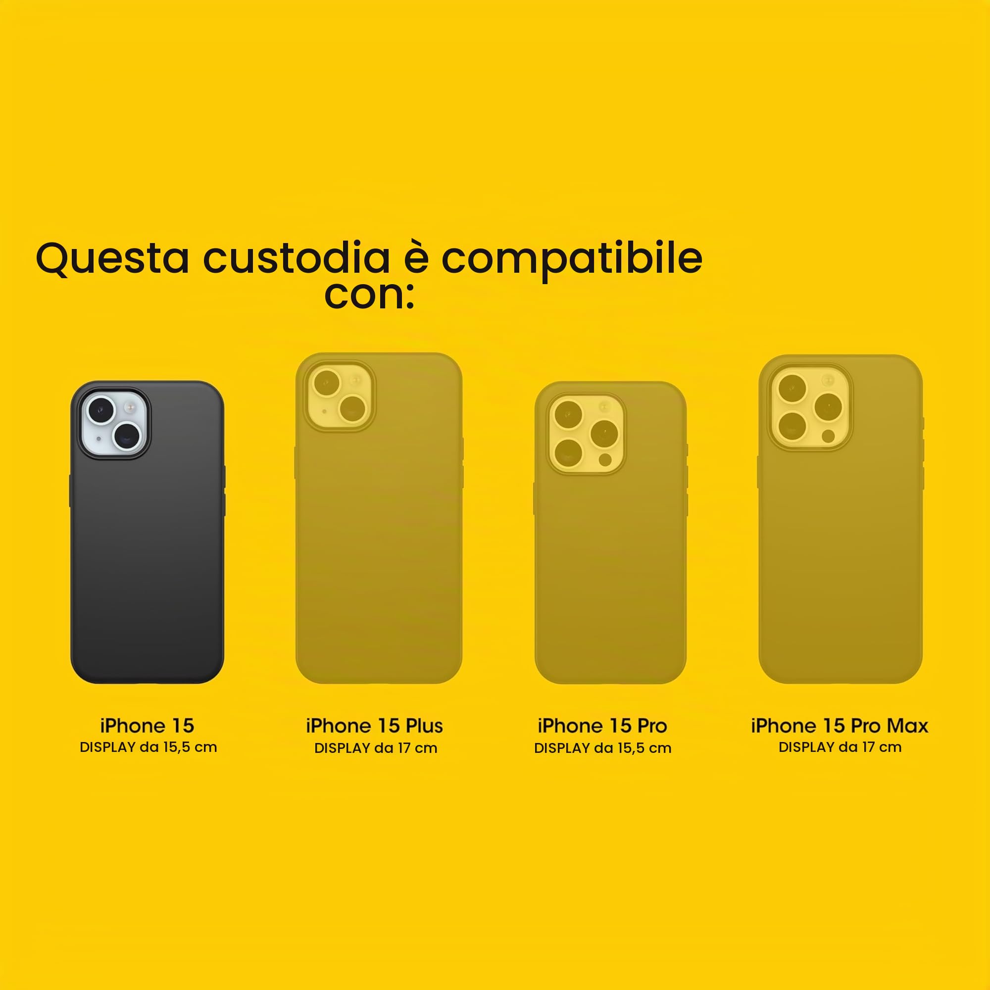 OtterBox Cover per iPhone 17e, 16e, 15, 14, 13 Serie Core per MagSafe, resistente a shock e cadute, ultra sottile, protettiva, testata 3x norme MIL-STD 810G, Nero