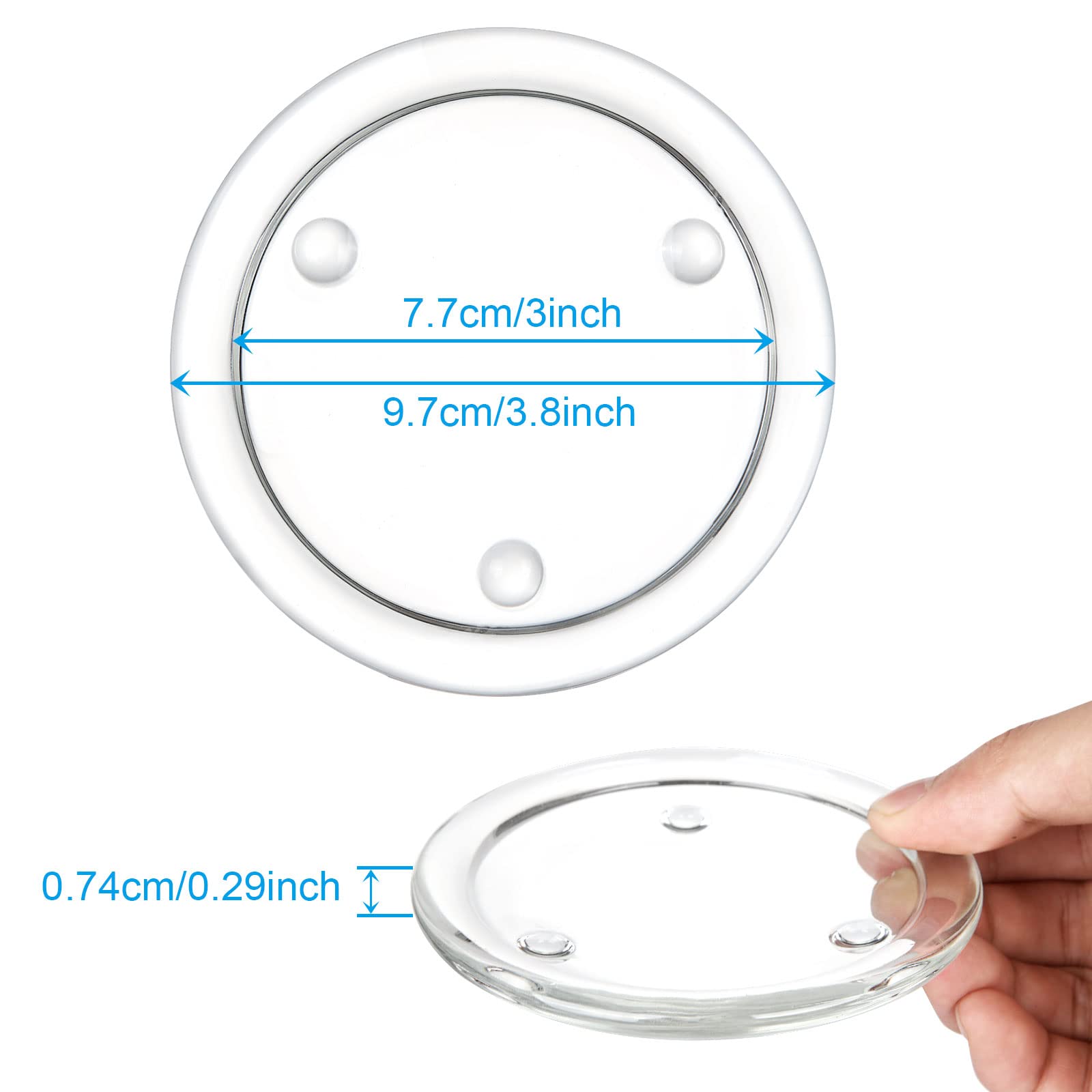 YOUNTHYE 16PCS Glass Candle Holder, Clear Glass Pillar Candle Plates, 10cm Outer Diameter - Image 2