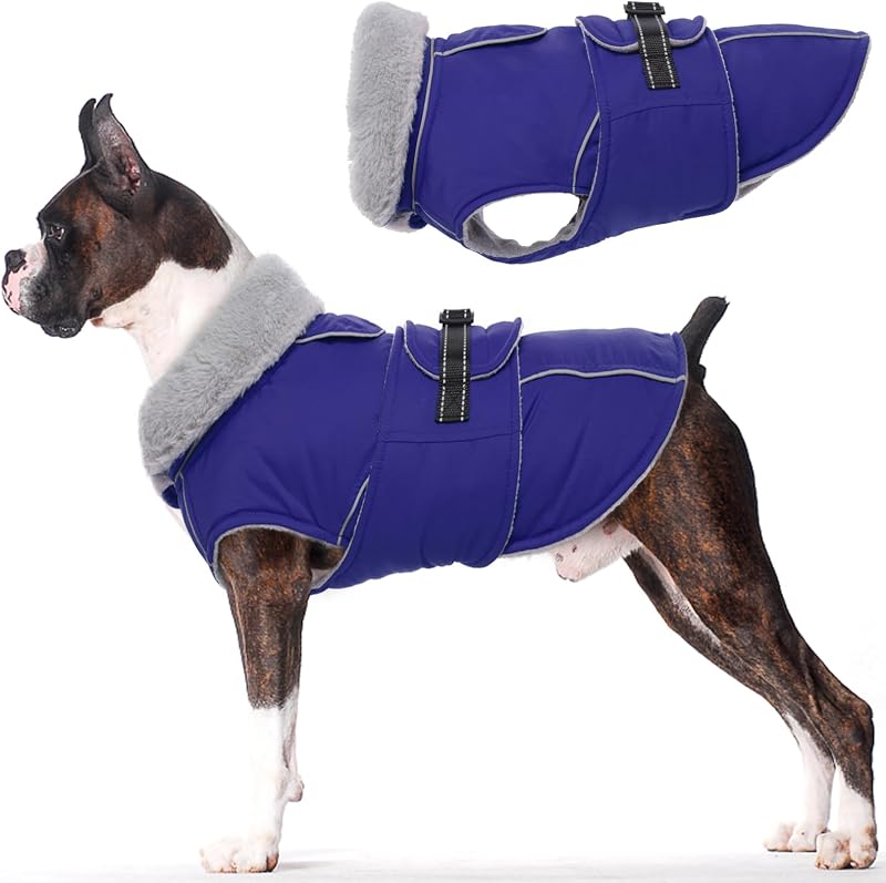 Casaco para Cães LeLePet Impermeável com Forro de Fleece, Faixas Refletivas e Fivela Ajustável