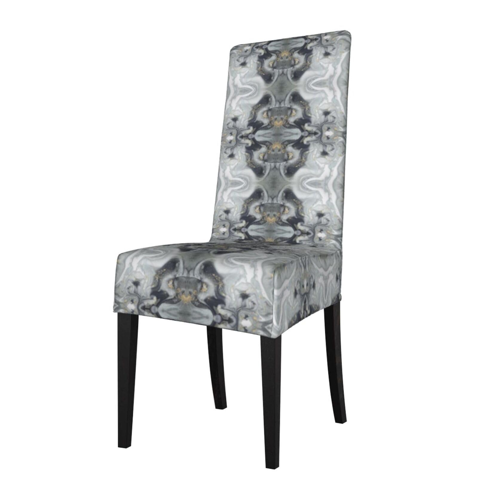 Lkymoh As Picture Gray Marble Abstract Splash Pastel, Chair Covers Stretch Chair Slipcovers For Dining Room, For Party Pet Protection Universal Fit Soft Polyester