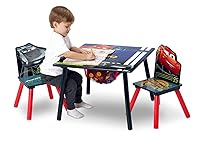 Vista 4 de Delta Children Juego de mesa y silla para niños con almacenamiento (2 sillas incluidas) y silla tapizada figural, Marvel Spider-Man (azul, rojo)