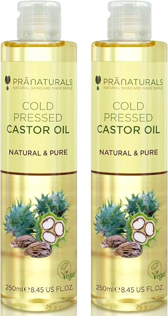PraNaturals Cold Pressed Castor Oil 500ml - 100% Natural, Vegan & Pure, for Hair, Eyebrows & Eyelash Growth, Softer Skin & Face, Rich In Omega-6, Omega-9 & Essential Fatty Acids