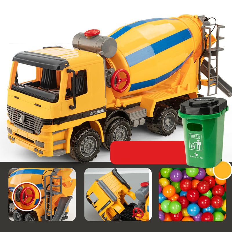 Camión Mezclador de Cemento de Juguete, Entrada de Gran Tamaño a Prueba de Fugas para Juegos de Niños, Salida Giratoria de 180 Grados, Tambor de Simulación para Niños, Material ABS de