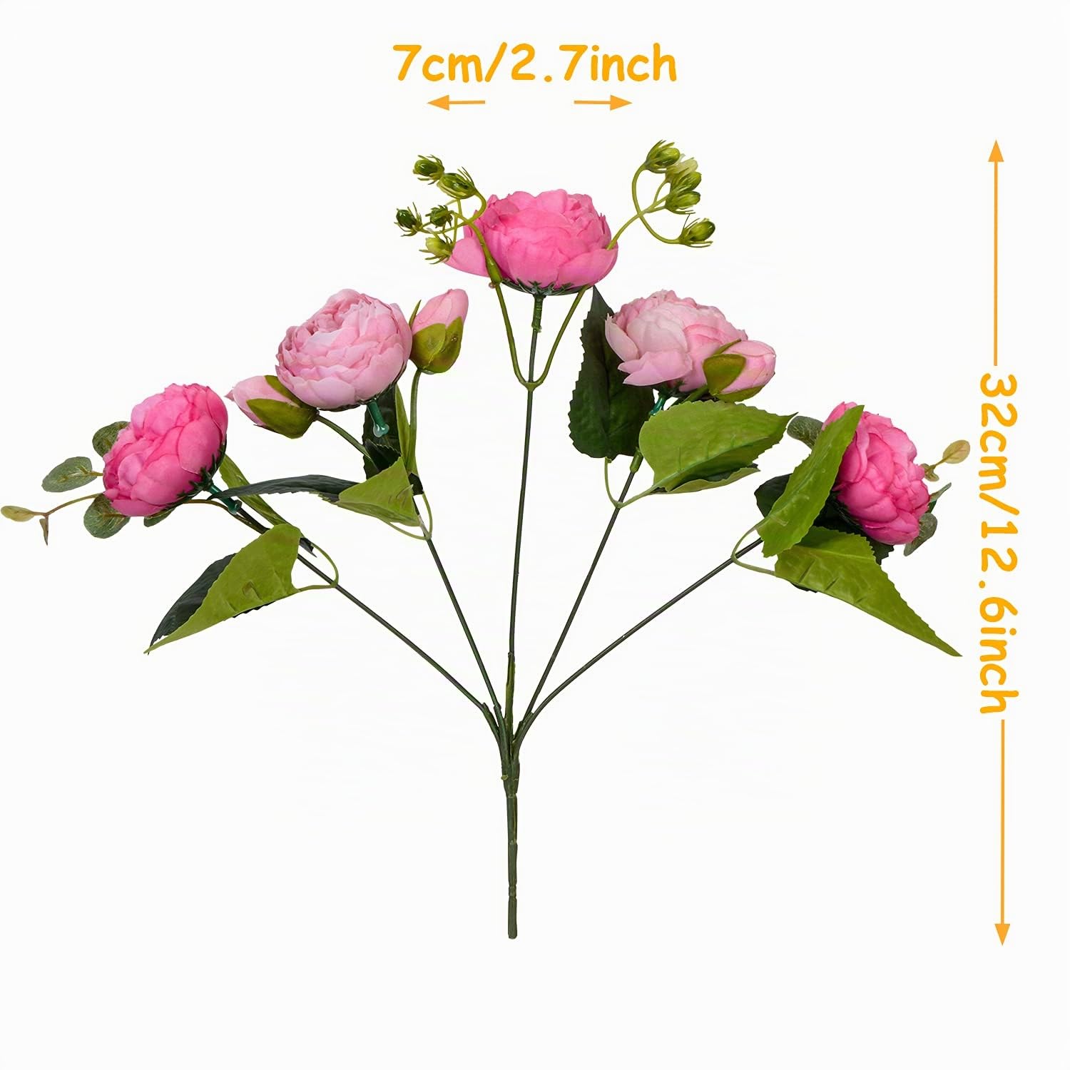 XONOR 4 mazzi di Fiori Artificiali di peonia di Seta Fiori Finti di Gloriosa per la Decorazione Domestica della Festa Nuziale, 5 forchette, 9 Testa (Rosa Rossa e Rosa)