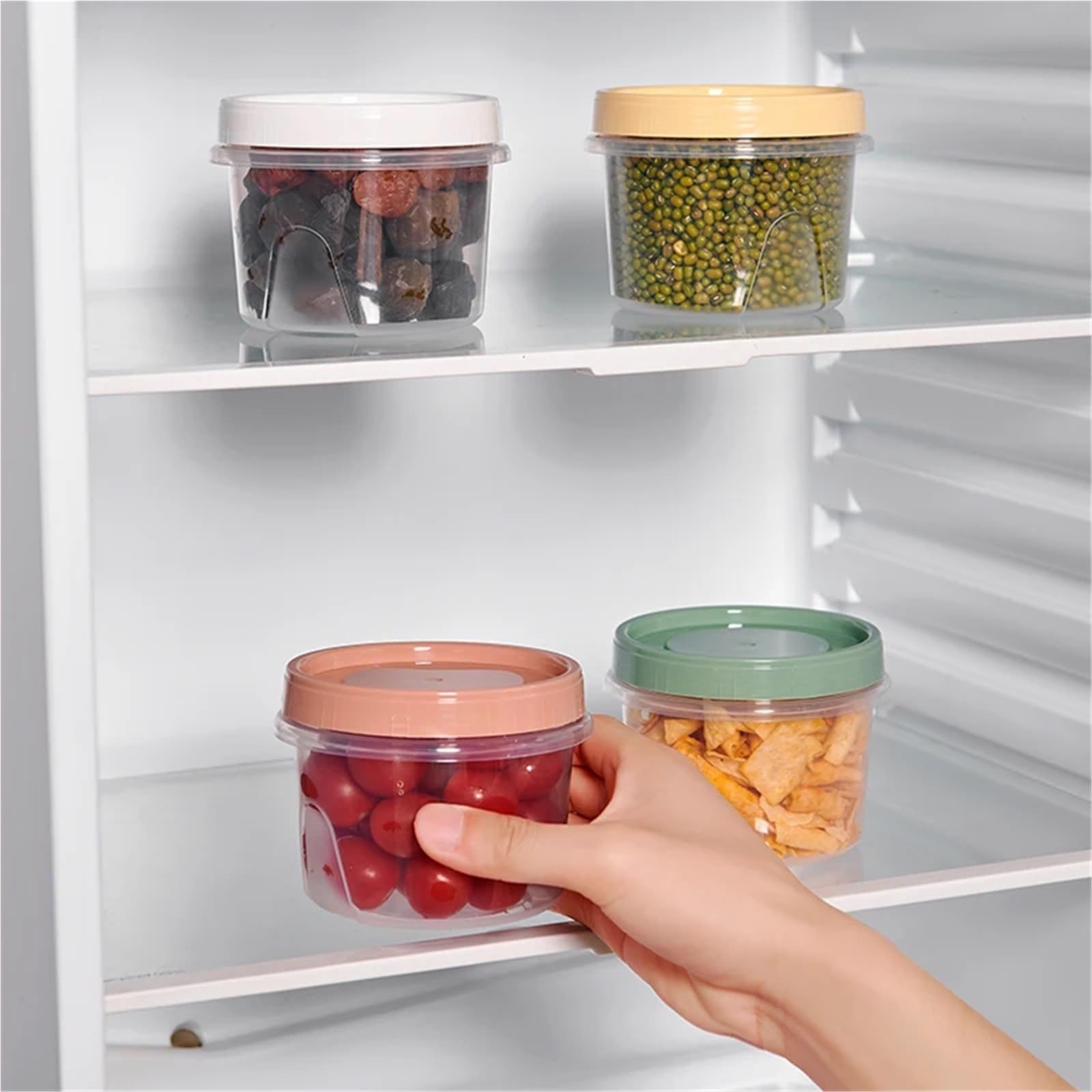 Tarros De Almacenamiento 8 cajas redondas de 500 ml for conservar alimentos frescos, for cocina, refrigerador, frutas, aperitivos, recipiente sellado for calentar en microondas(Yellow 8 pcs)