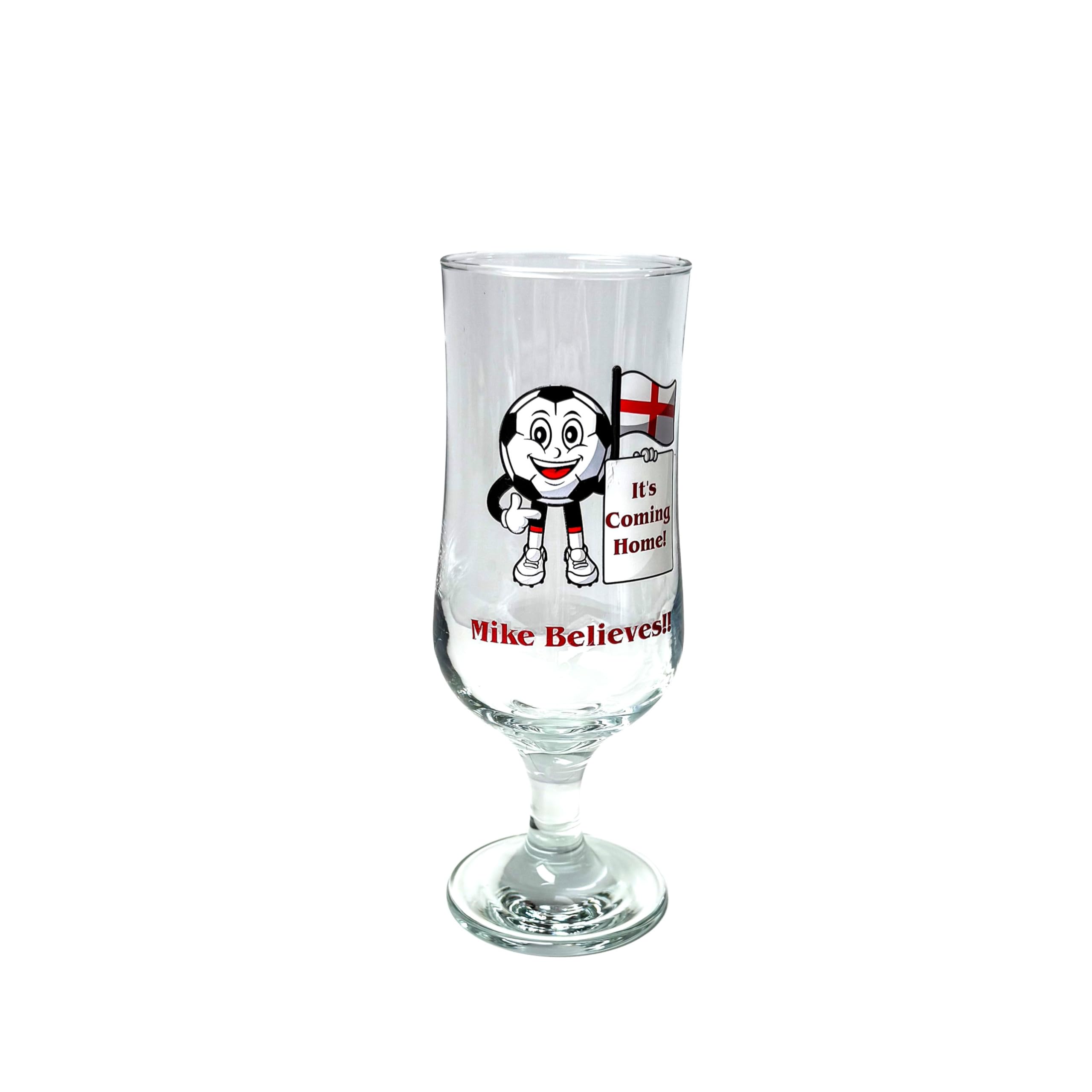 Personalised England Football Beer Glass, Tulip Stemmed, 350ml, Custom Printed, Football Fan Style, Gift for Father's Day, Birthday, Christmas