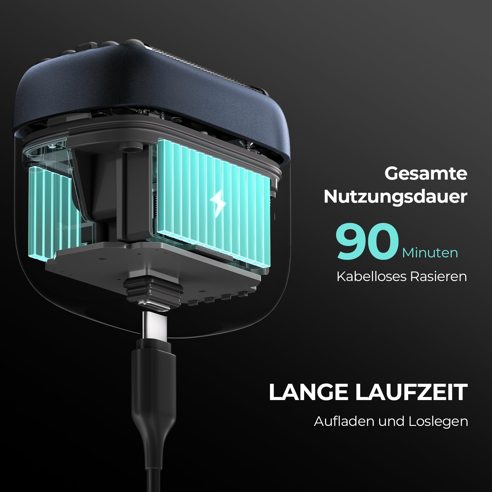 Yoose MINI 5 Rasierer Herren Elektrisch Bart Trimmer, Elektrischer Elektrorasierer Mann Nassrasierer Trockenrasierer, IPX7 Wasserdicht, Wiederaufladbar mit USB C, 100 Min Laufzeit, Blau