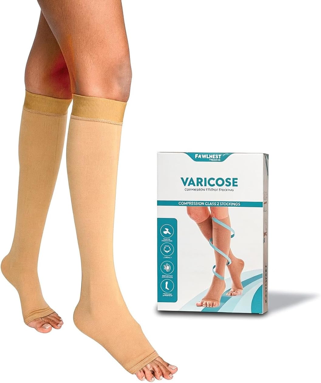 Cotton | Not Seamless/stiched | DVT Medical Class 2 Compression Stockings For Varicose Veins & Leg Swelling - Unisex Knee-length Compression Socks For Men & Women 23-32 mmHg – Large